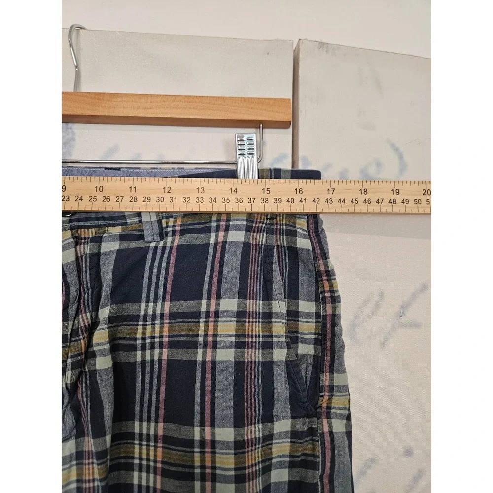 J.Crew Club Short 32 Navy Blue Plaid Cotton Casual Preppy Summer Shorts